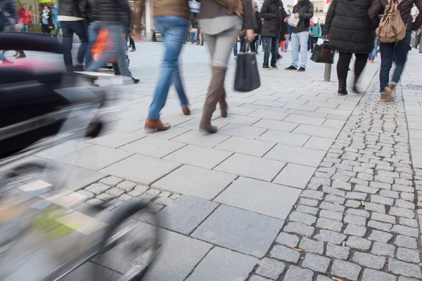 Blurred people in the munich pedestrian zone