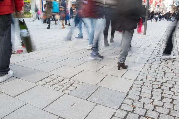 Blurred people in the munich pedestrian zone