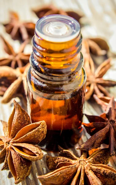 Small bottle of essential star anise oil