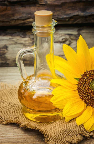 Sunflower oil and sunflowers.