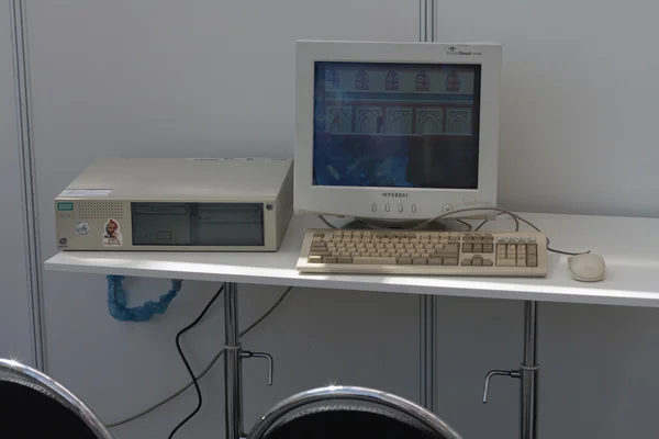 Old personal computer with crt monitor at Animefest