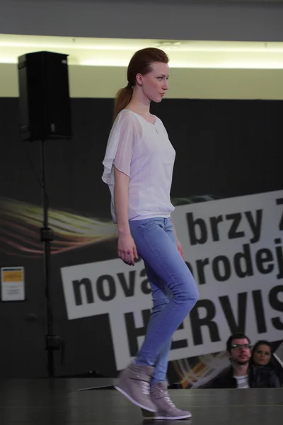 Brno,Czech Republic-March 20,2015: Model walking on fashion show