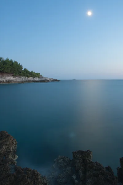 Moonlight on the water in reserve Kamenjak in Croatia