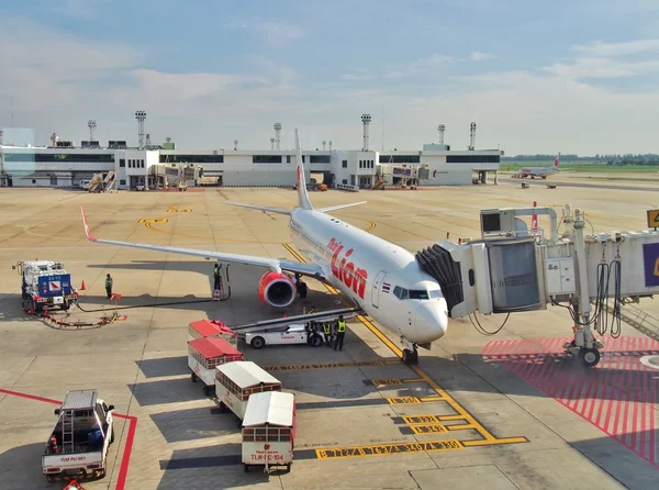 Thai Lion Air\'s Boeing 737-900 parked at Don Mueang International Airport