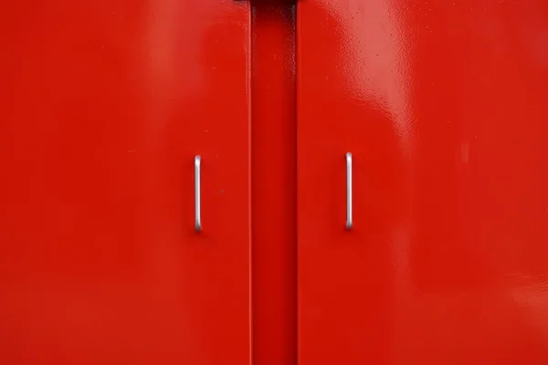 Red metal door