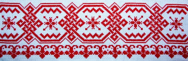 Slavic ornament, cross-stitch, red pattern, embroidery.