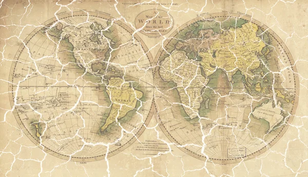 Cracked old world map