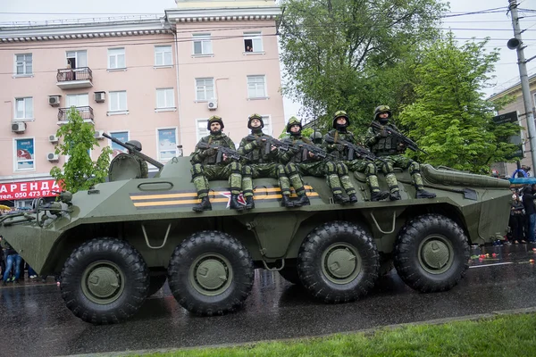 Donetsk - May 9, 2015: Military equipment Donetskoy People\'s Rep