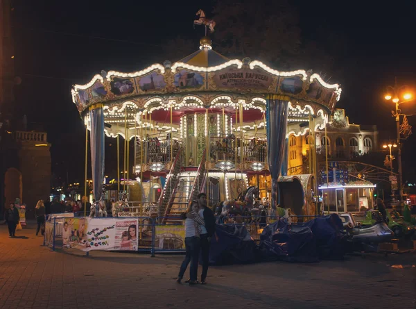 Kiev, Ukraine - September 9, 2013: Traditional carousel Kiev street Khreshchatyk