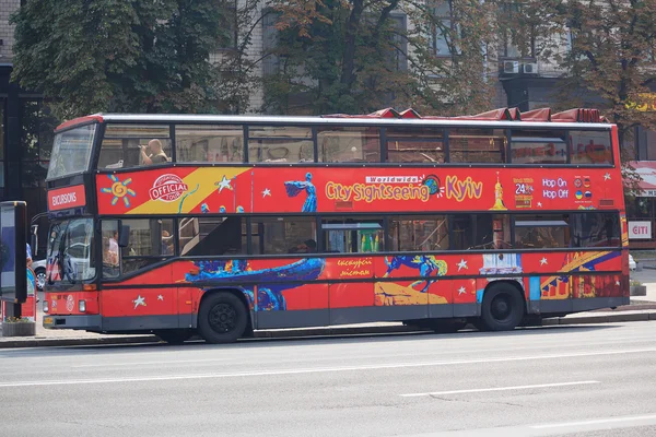 Kiev, Ukraine - August 04, 2015: Sightseeing bus on the street Khreshchatyk