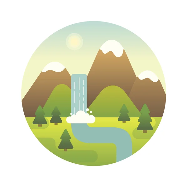 Landscape illustration. Flat design icon.