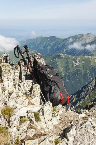 Backpack and trekking poles