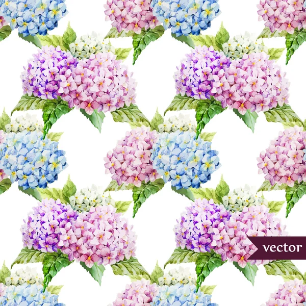 Hydrangea flowers watercolor pattern