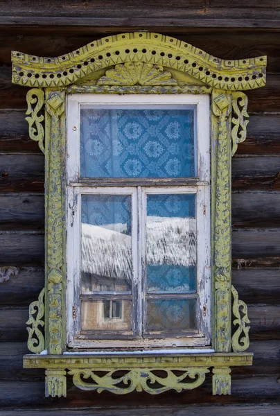 Elements of decoration of windows in an old Russian house