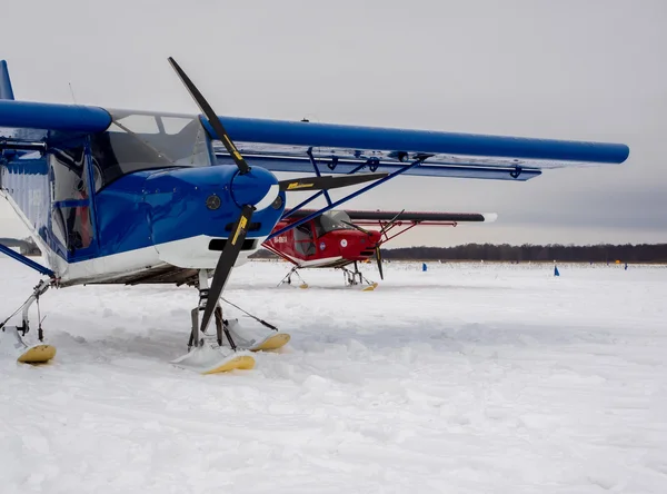 UFA, December 15, small aircraft at the airport Pervushin winter