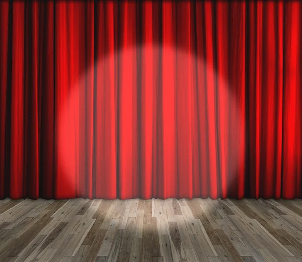 Background. lighting on stage. red curtain and wooden floor interior background.