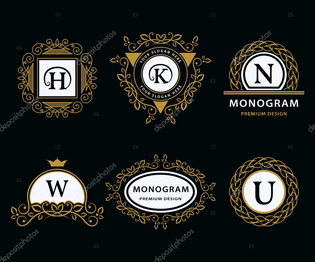 Illustration vectorielle de modèle gracieux de la conception déléments Monogram. Création de logo dart calligraphique ligne élégante.