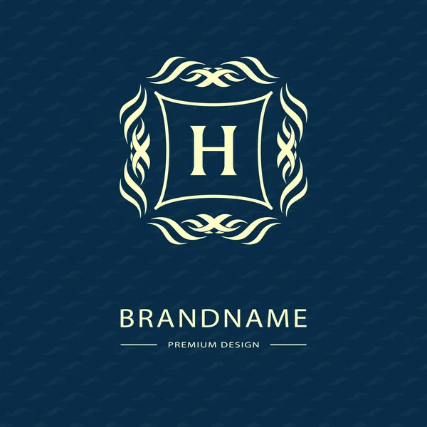 Monogram design elements, graceful template. Calligraphic Elegant line art logo design Letter emblem H identity for Restaurant, Royalty, Boutique, Cafe, Hotel, Heraldic, Jewelry, Fashion, Wine. Vector