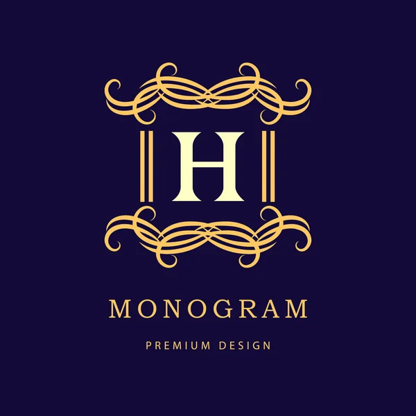 Monogram design elements, graceful template. Elegant line art logo design. Letter H.  Business sign, identity for Restaurant, Royalty, Boutique, Cafe, Hotel, Heraldic, Jewelry, Fashion, Wine. Vector