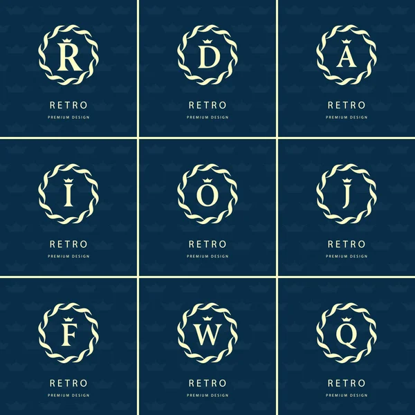 Monogram Design Elements Graceful Template Calligraphic Elegant Line Art Logo Design Letter Emblem Sign R D A I O J F W Q For Royalty Business Card Boutique Hotel Heraldic Vector