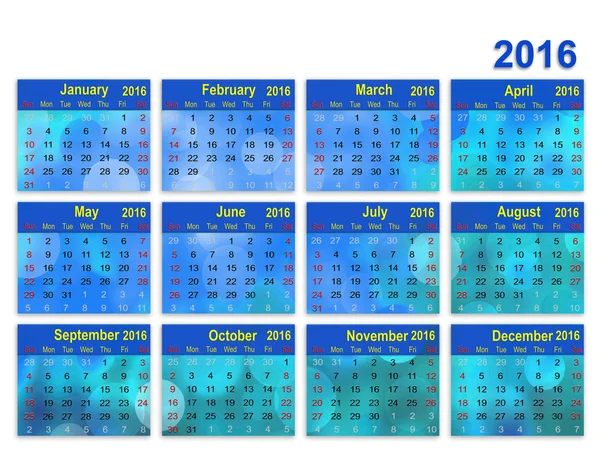 Calendar for 2016 :Week Starts sunday