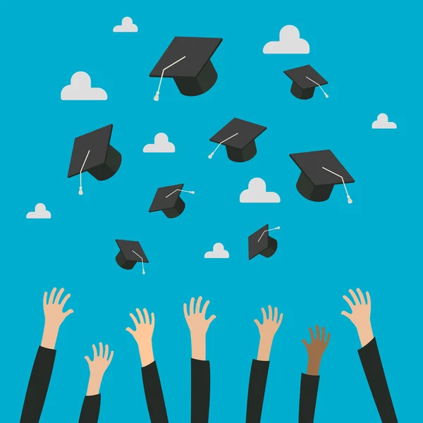 Graduates Throwing Graduation Hats