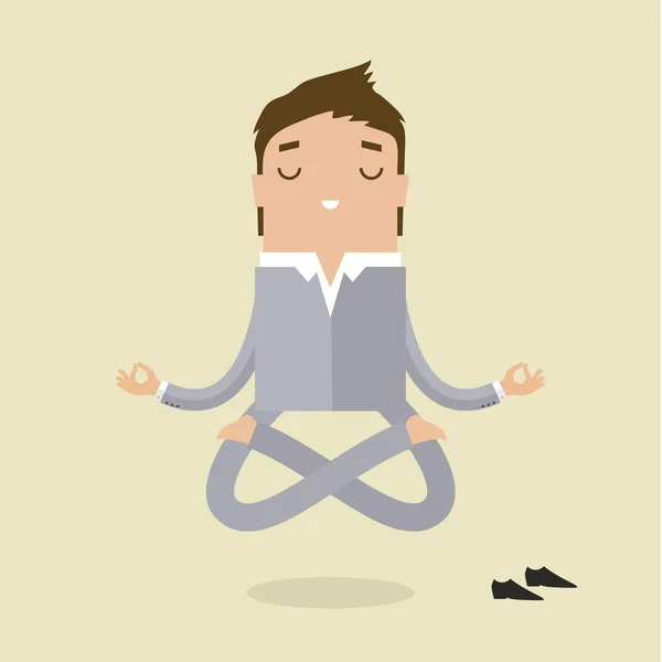 Cartoon businessman doing yoga