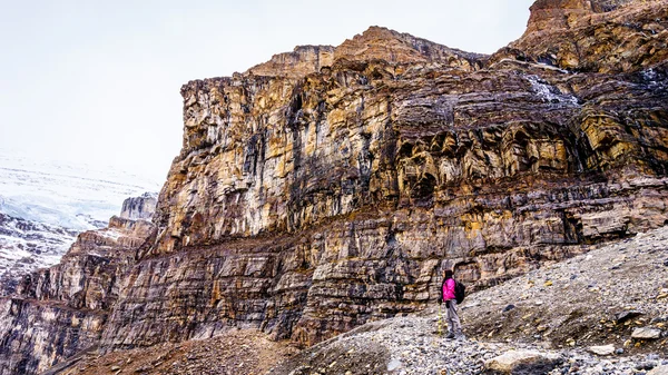 Woman Enjoying the View from Trail End at the Plain of Six Glaciers