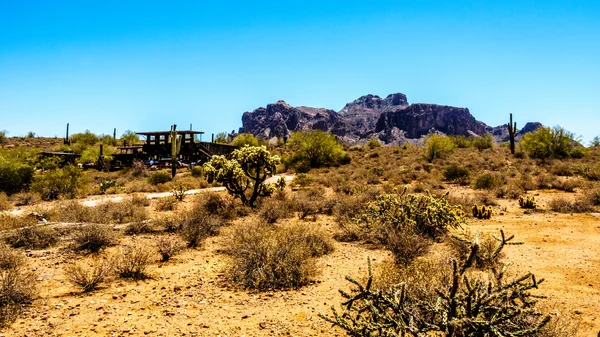 Lost Dutchman State Park with Superstition Mountain in the background