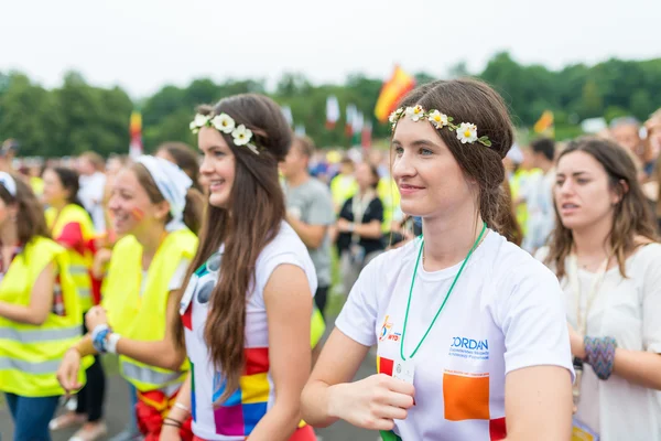 Poznan, POLAND - JULY 24, 2016: pilgrims dancing and singing during Days In Dioceses just before The World Youth Day in Krakow