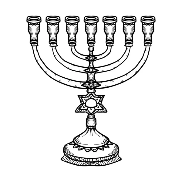 Jewish religious symbol menorah isolated on white background