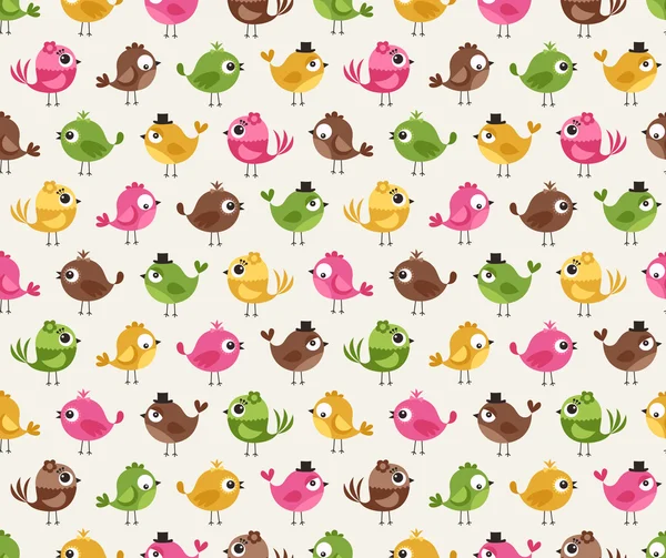 Seamless cute birds cartoon pattern