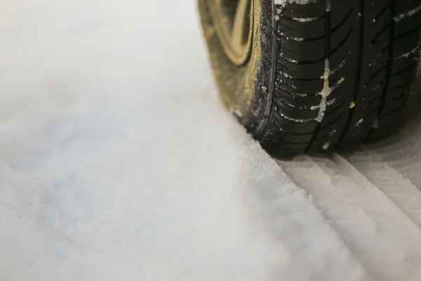 The tire chain on the snow