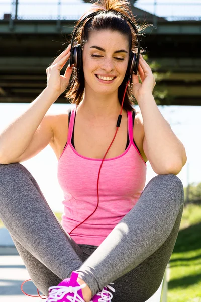 Girl listening to some music. urban lifestyle
