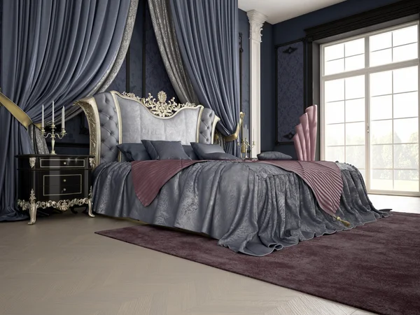 Interior of a classic style bedroom in luxury villa. 3d rendering