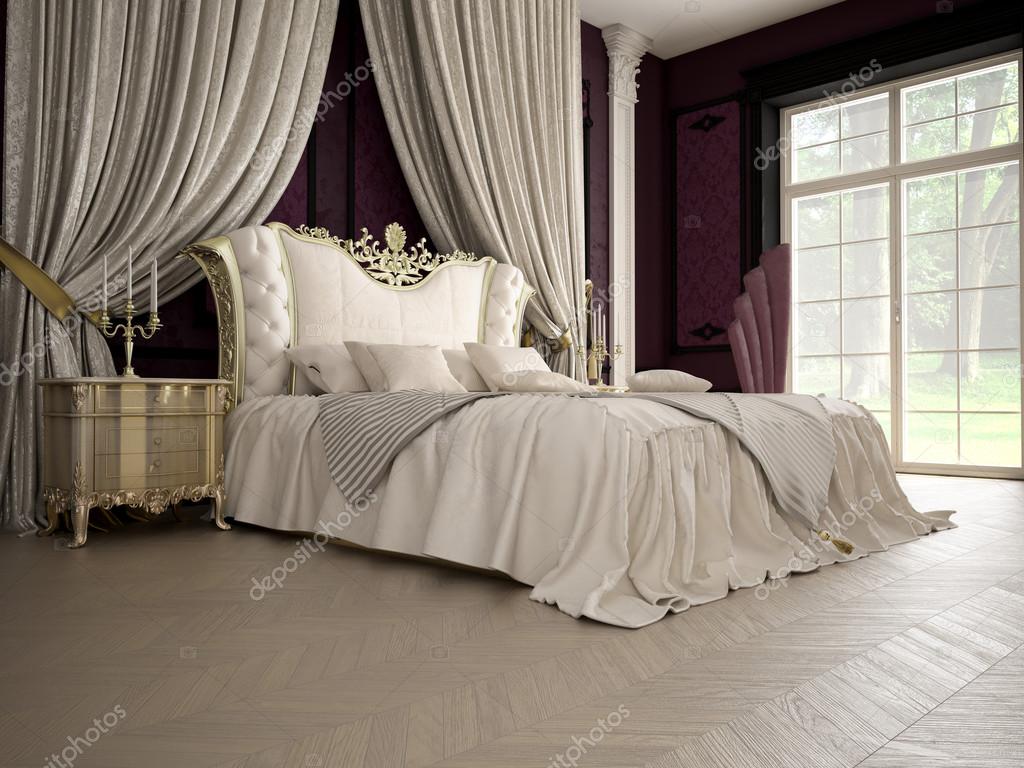 Interno di una camera da letto in stile classico in villa di lusso ...