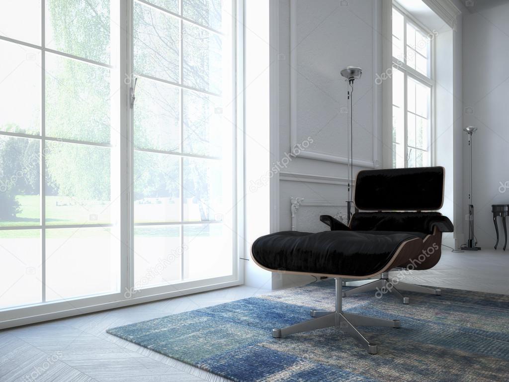 Moderna vardagsrum med tv och hifi utrustning. 3d rendering ...