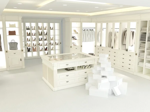 Large white wardrobe. 3d rendering