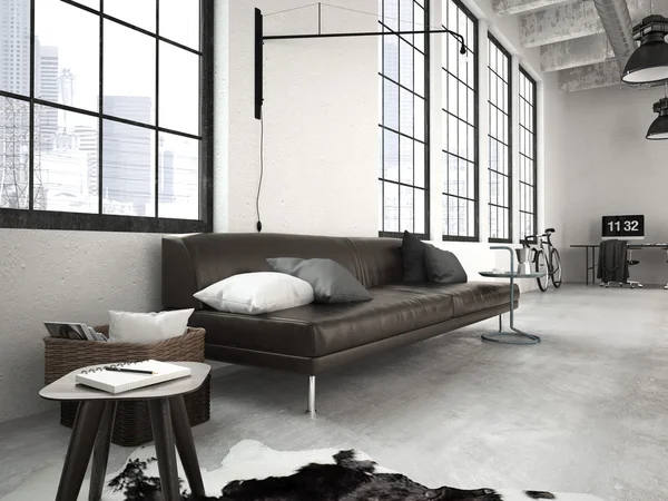 Modern industrial loft. 3d rendering