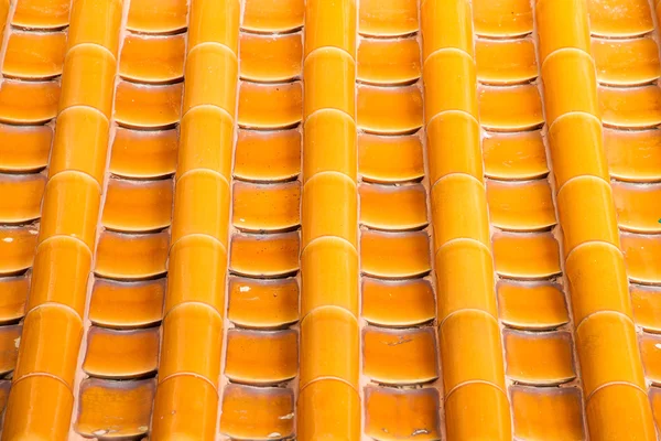 Yellow orange glazed terracotta  roof tiles of a Chinese temple
