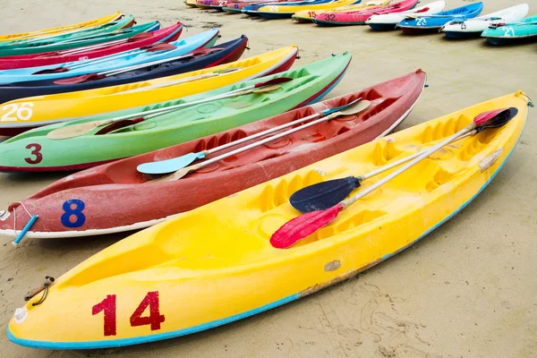 Colourful sea kayaks on the beach.Thailand