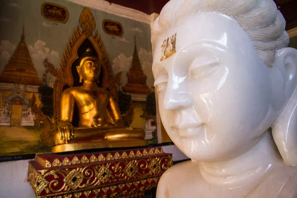 White jade Buddha in the temple.