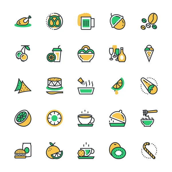 Food, Drinks, Fruits, Vegetables Vector Icons 6