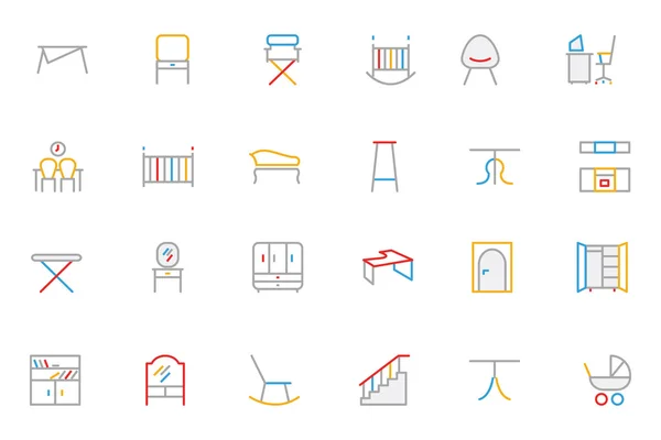 Furniture Colored Outline Vector Icons 4