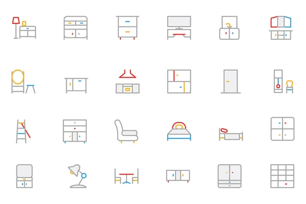 Furniture Colored Outline Vector Icons 3
