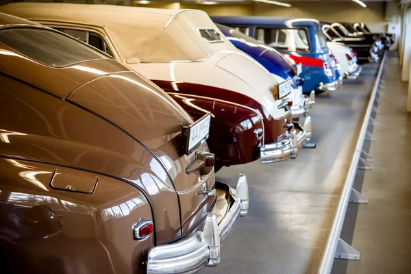 Collection of retro cars in the garage