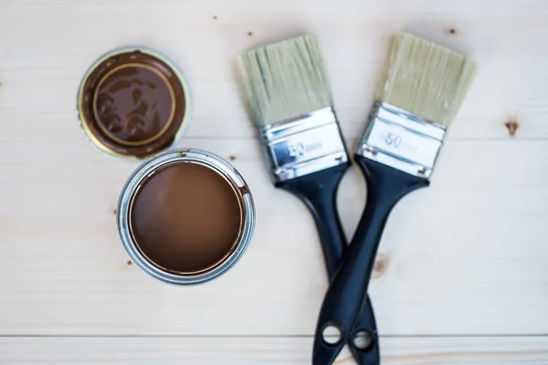 House Renovation, Brown Paint Can and Brush