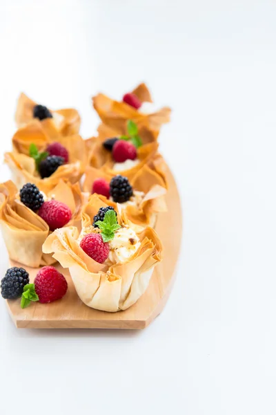 Homemade Filo Pastry Baskets with Mascarpone Cream and Berries