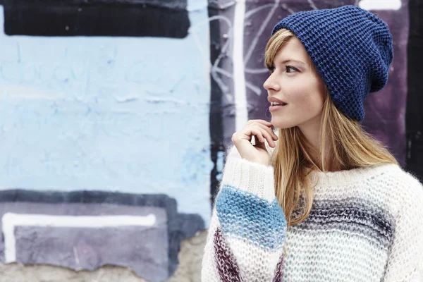 Cool girl in woolly hat