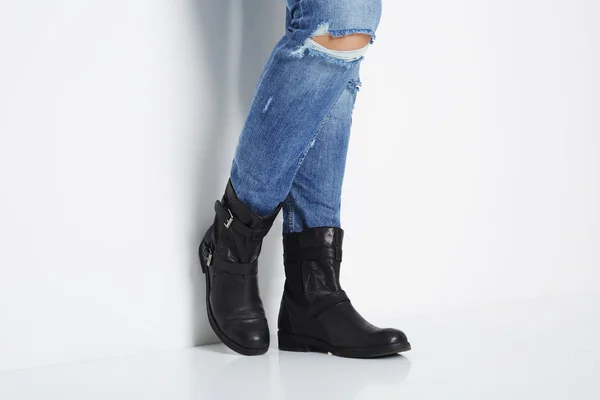 Woman in jeans and boots